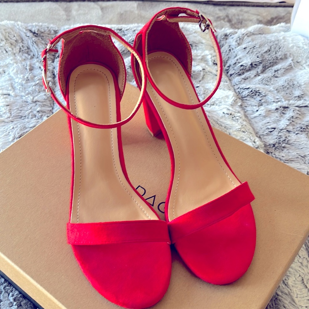 Sexy strapping red heeled sandals